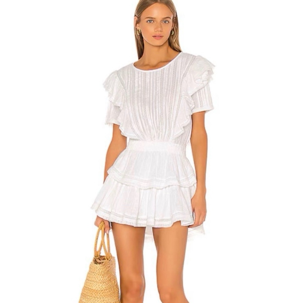 LoveShackFancy White Ruffled Mini Dress